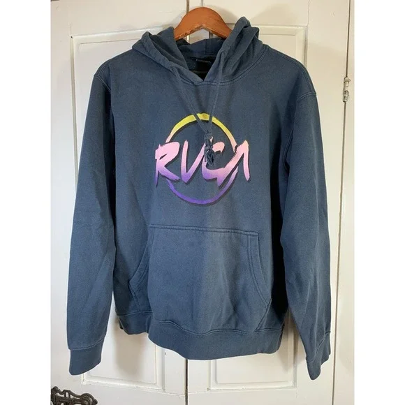 RVCA Hoodie Mens Medium Hooded Sweatshirt Logo Y2K 90s Grunge Surfer Skater READ - Picture 2 of 12